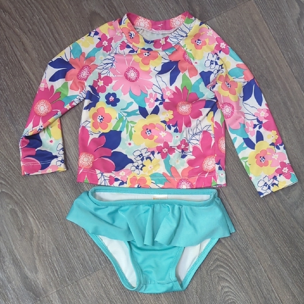 ❤️5/$25 Gymboree Floral Rashguard Set - Pink, Blue, Yellow